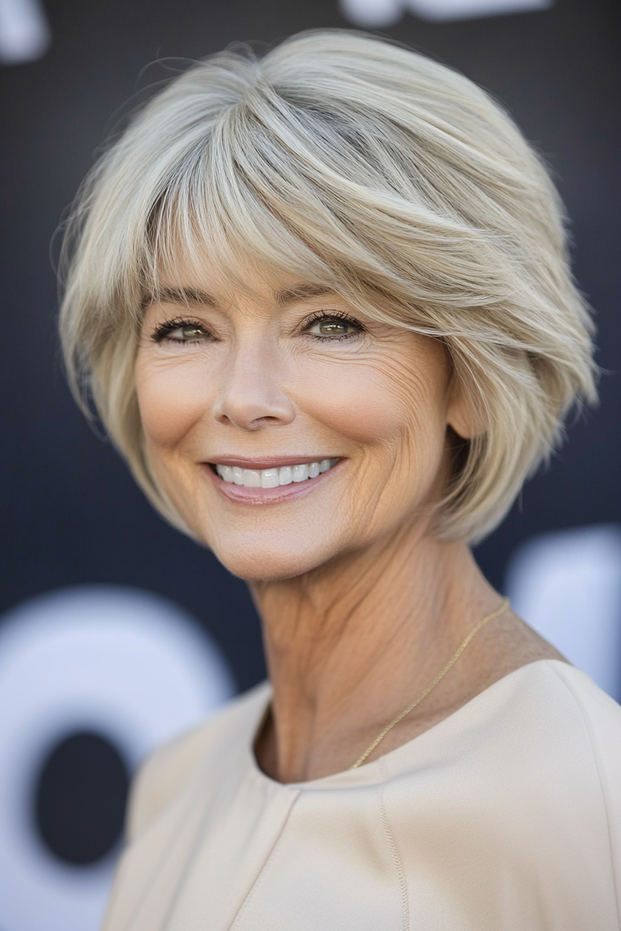 21. Cool Beige Tapered Shag (Short Haircuts For Women Over 60) - Short Haircuts For Women Over 60