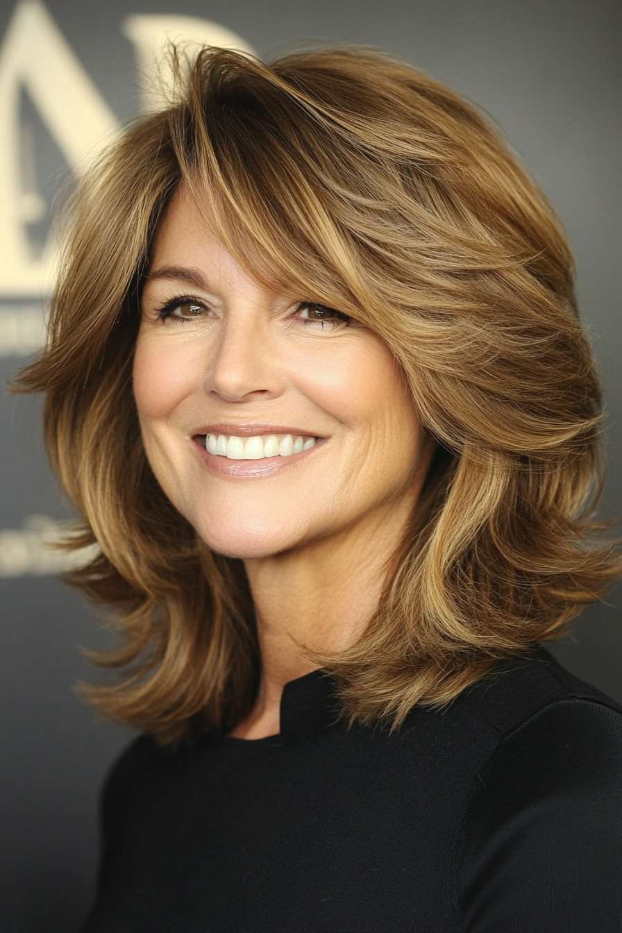 4. Soft Shag in Honey Brown (Hairstyles For Older Women With Fine Hair) - Hairstyles For Older Women With Fine Hair
