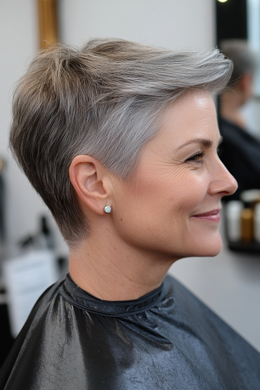 5. Tapered Cut in Salt-and-Pepper (Hairstyles For Older Women With Fine Hair) - Hairstyles For Older Women With Fine Hair