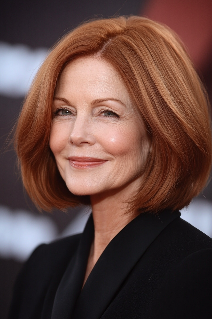 10. Angled Bob in Light Auburn (Hairstyles For Older Women With Fine Hair) - Hairstyles For Older Women With Fine Hair