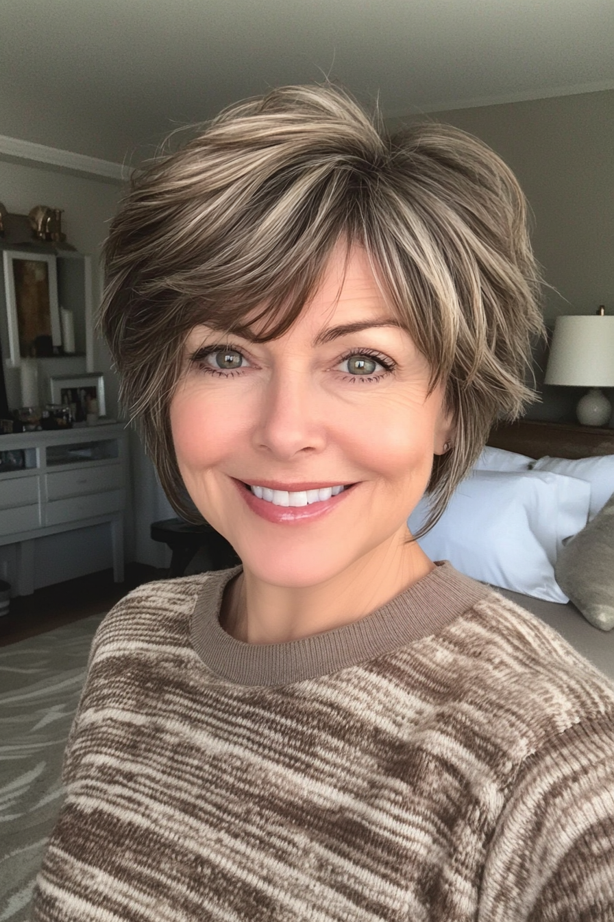 13. Textured Crop in Ash Brown (Hairstyles For Older Women With Fine Hair) - Hairstyles For Older Women With Fine Hair