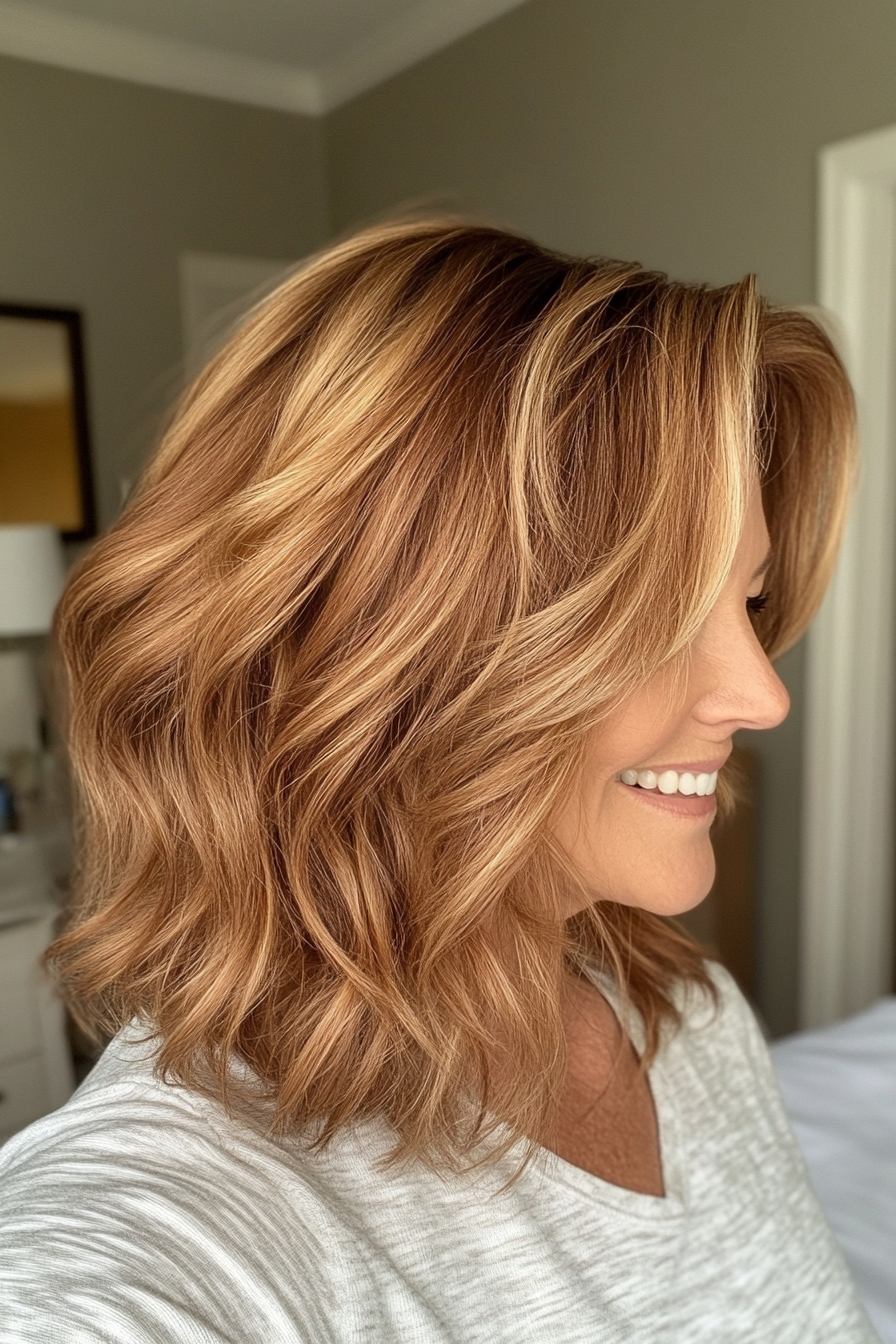 19. Tousled Lob in Light Chestnut (Hairstyles For Older Women With Fine Hair) - Hairstyles For Older Women With Fine Hair
