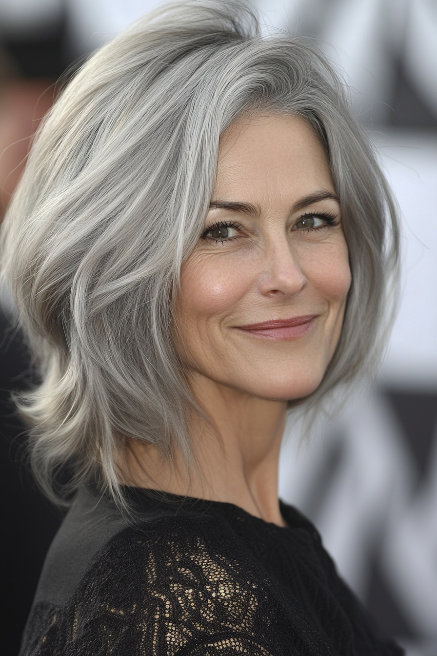 21. Short Shag in Sandy Gray (Hairstyles For Older Women With Fine Hair) - Hairstyles For Older Women With Fine Hair