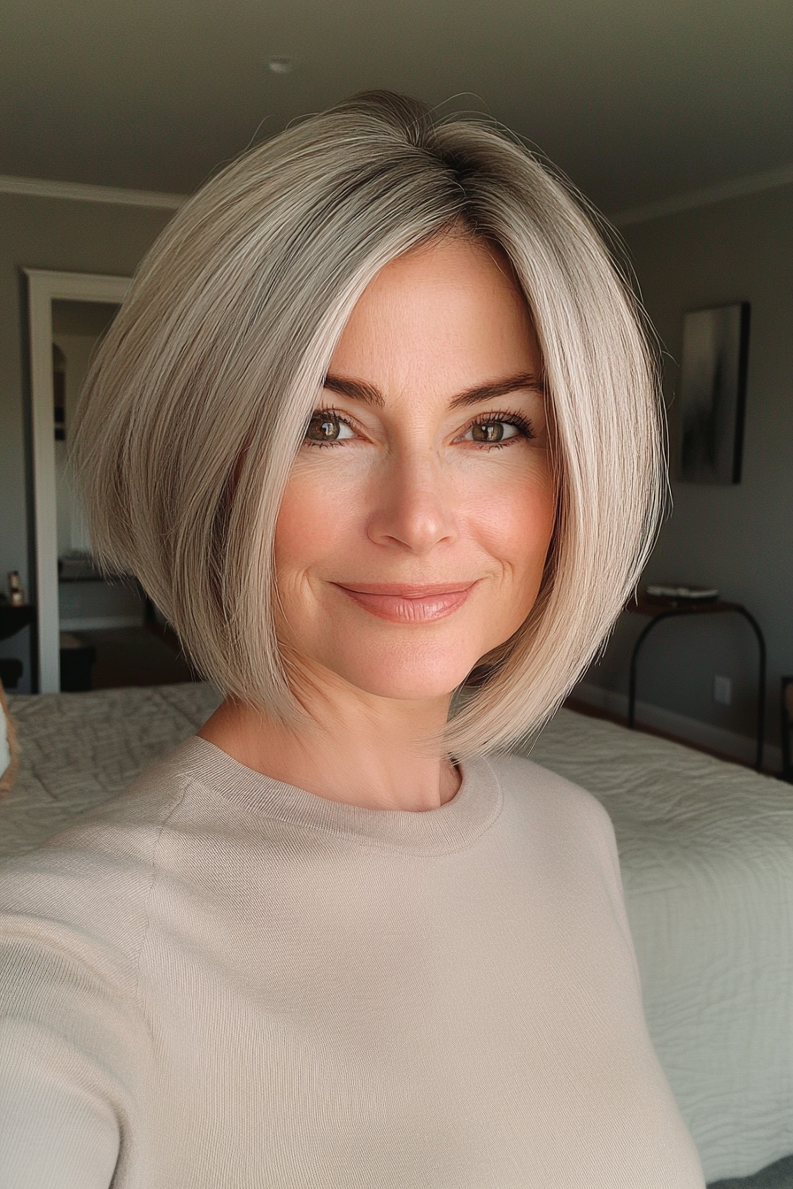 22. Modern Bowl Cut in Soft Caramel (Hairstyles For Older Women With Fine Hair) - Hairstyles For Older Women With Fine Hair