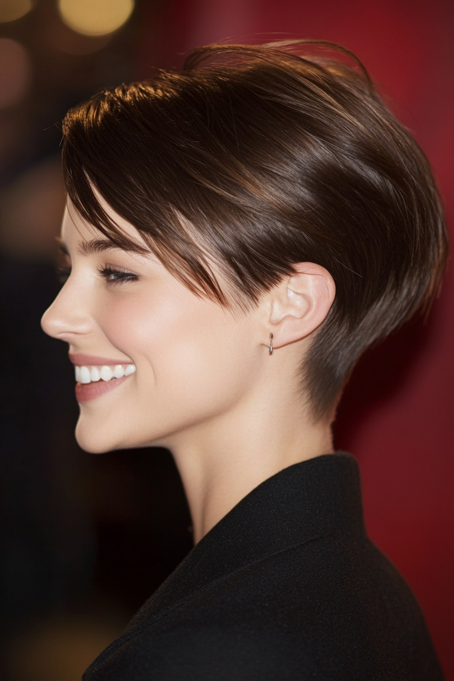 4. Pixie Cut in Deep Espresso Brown (Hairstyles For Thin Straight Hair) - Hairstyles For Thin Straight Hair