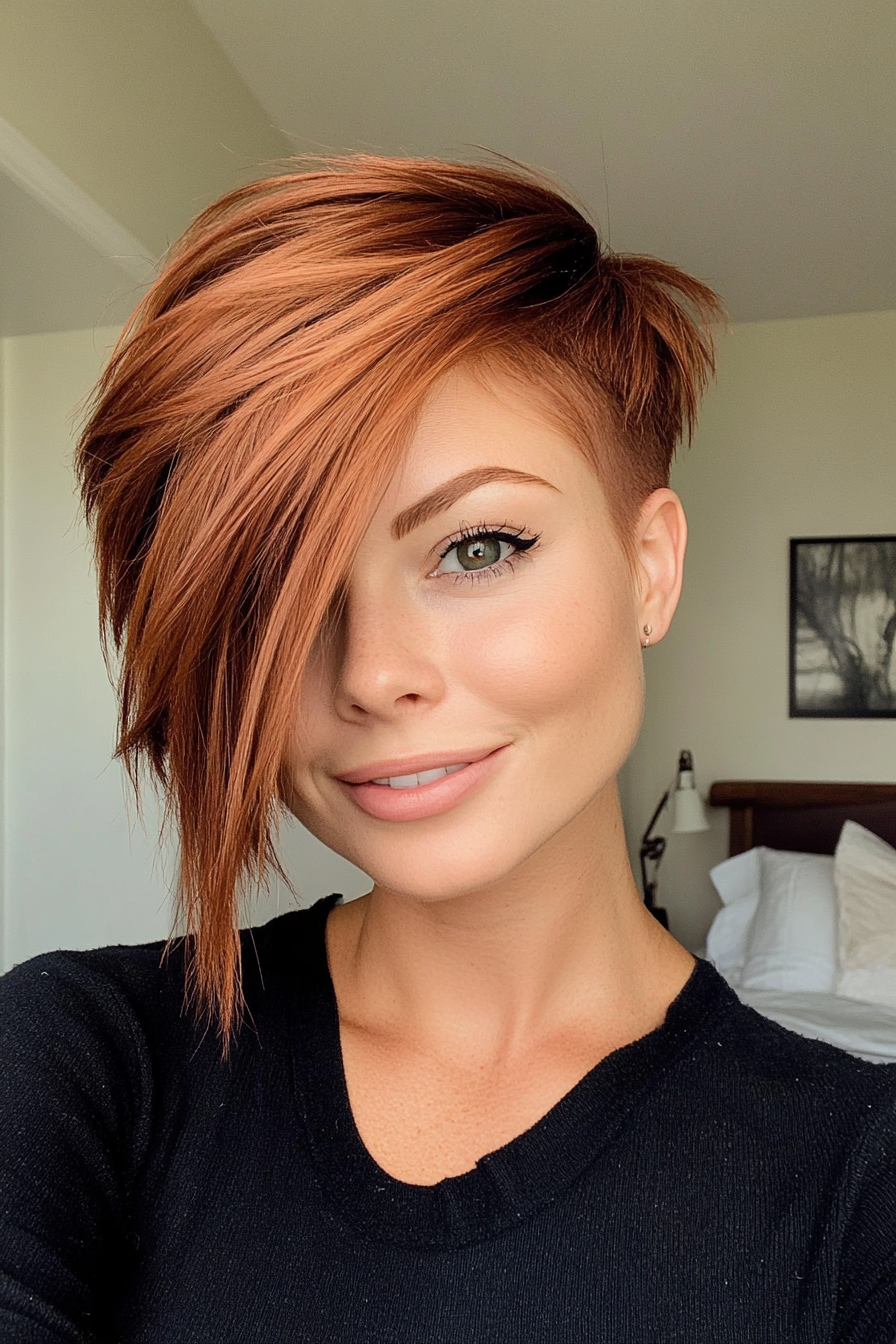 9. Asymmetrical Pixie in Rich Auburn (Long Pixie Cut) - Long Pixie Cut