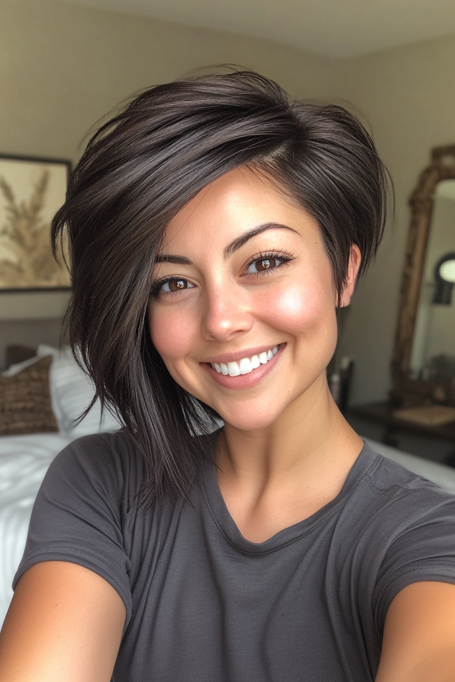 11. Voluminous Pixie in Dark Espresso (Long Pixie Cut) - Long Pixie Cut
