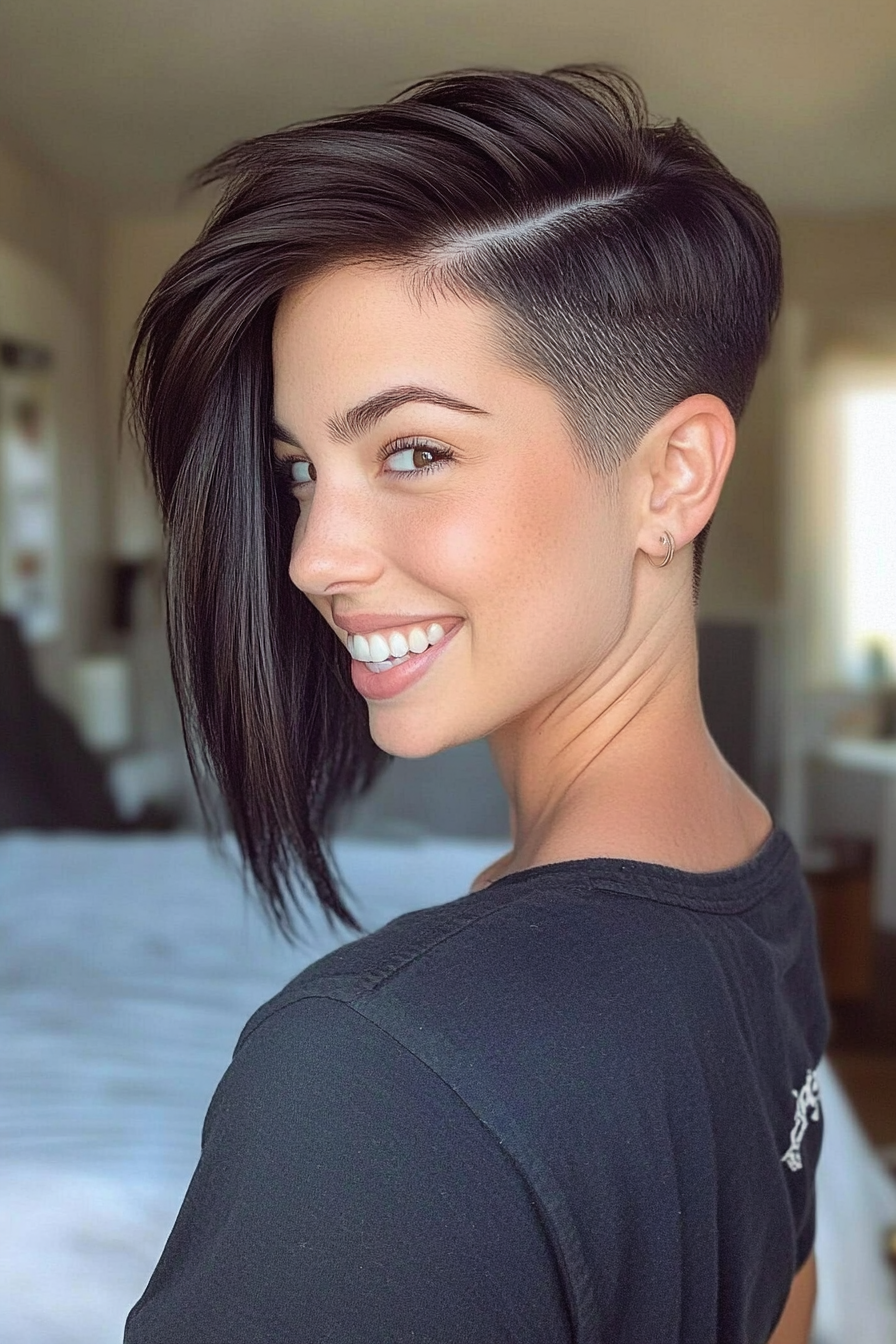 15. Undercut Pixie in Soft Black (Long Pixie Cut) - Long Pixie Cut
