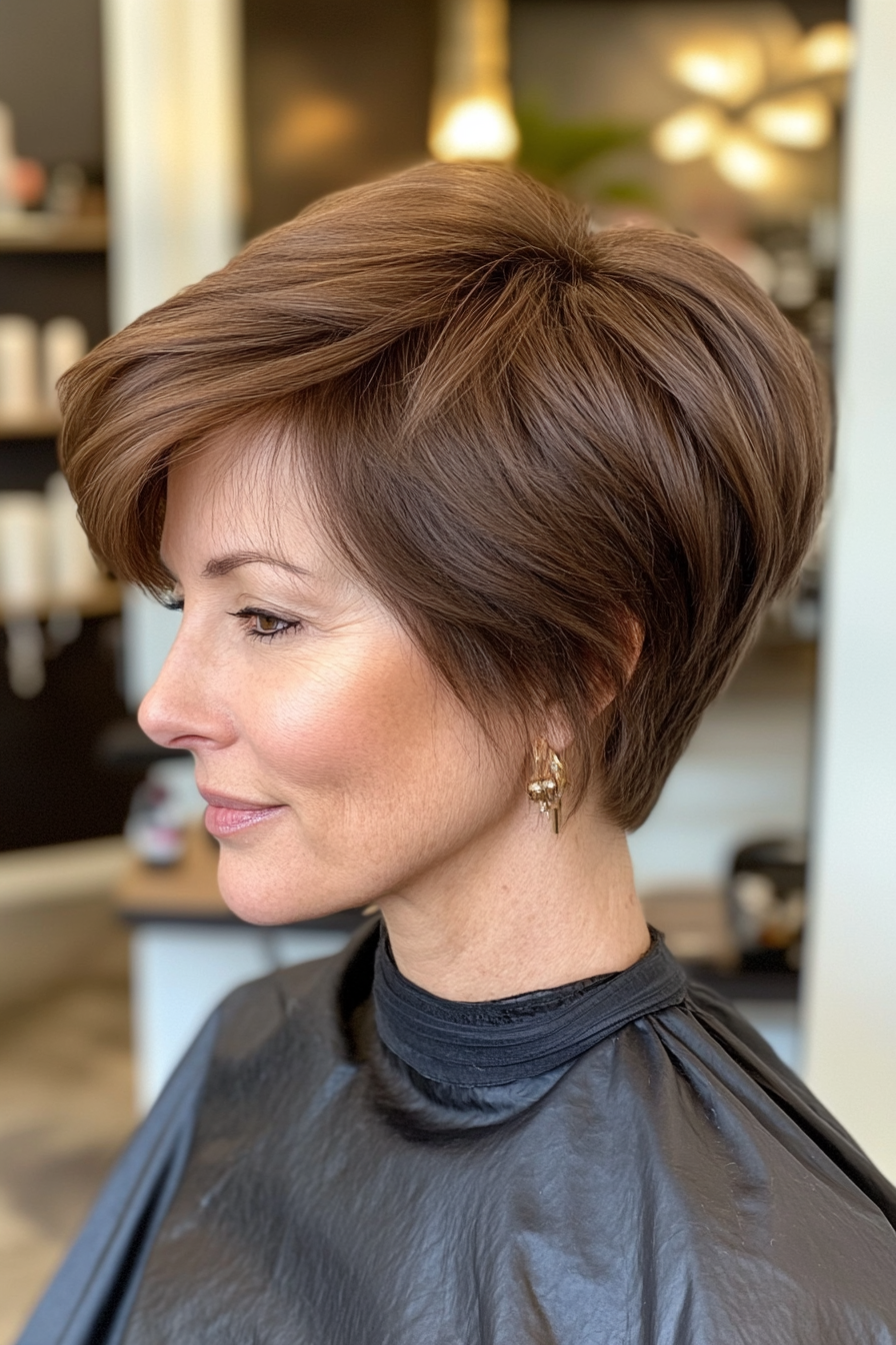 19. Long Top Pixie in Soft Brown (Long Pixie Cut) - Long Pixie Cut