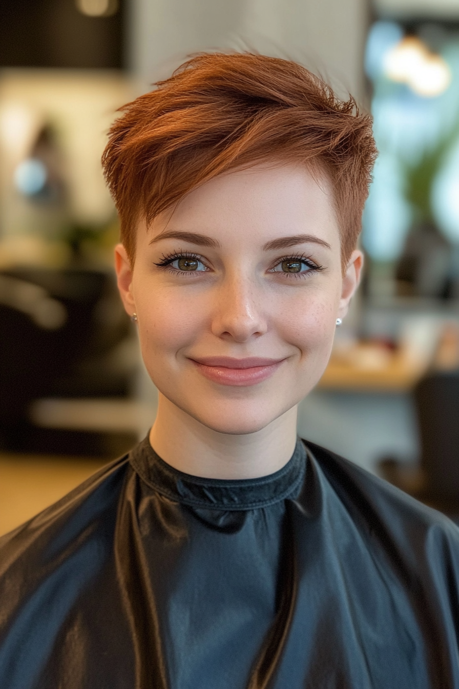 20. Short Pixie in Warm Copper (Long Pixie Cut) - Long Pixie Cut