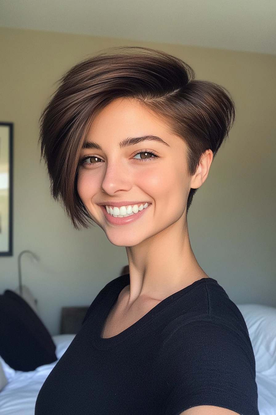 22. Angled Pixie in Rich Brunette (Long Pixie Cut) - Long Pixie Cut