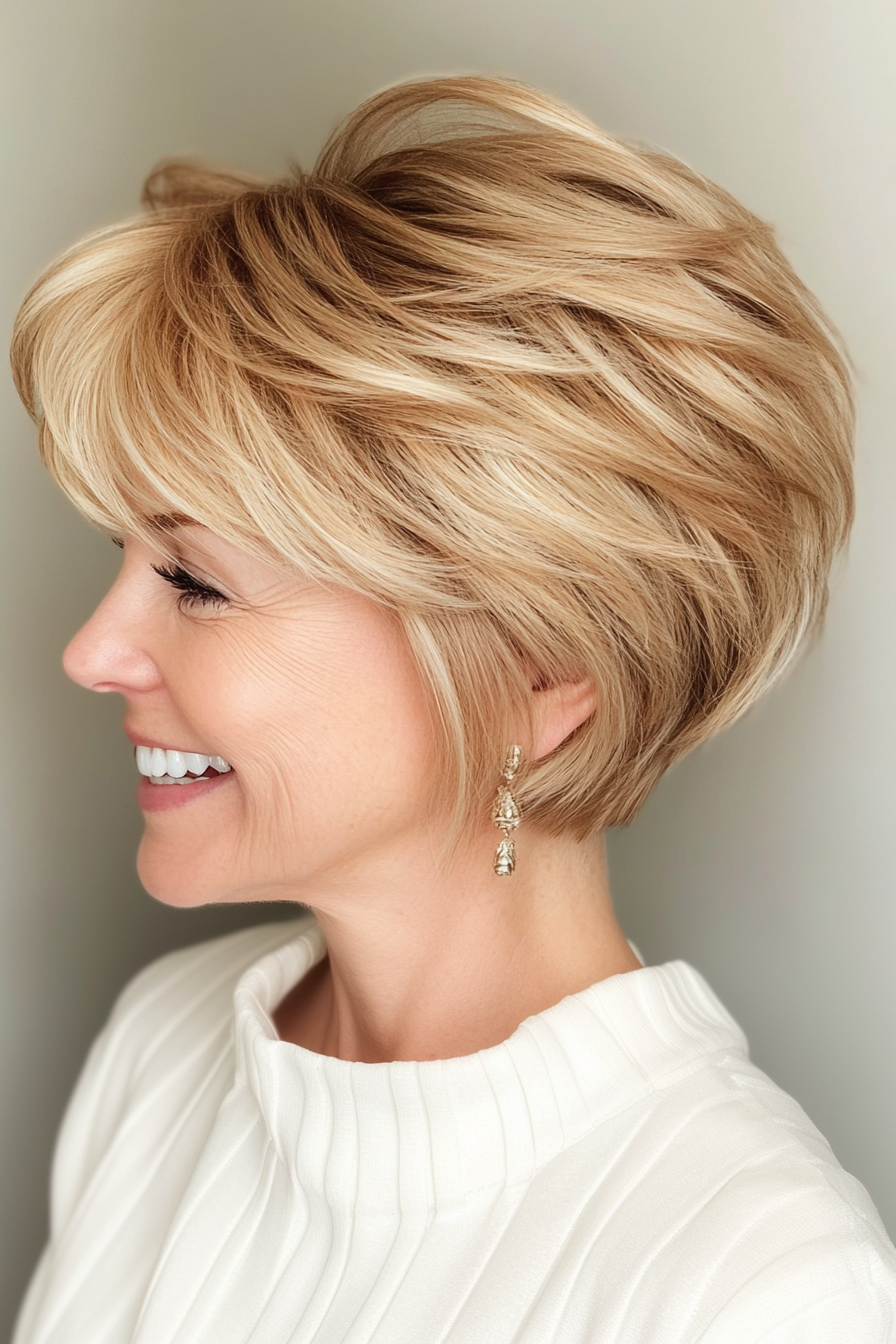 2. Golden Blonde Feathered Pixie (Pixie Hairstyles For Women Over 50) - Pixie Hairstyles For Women Over 50