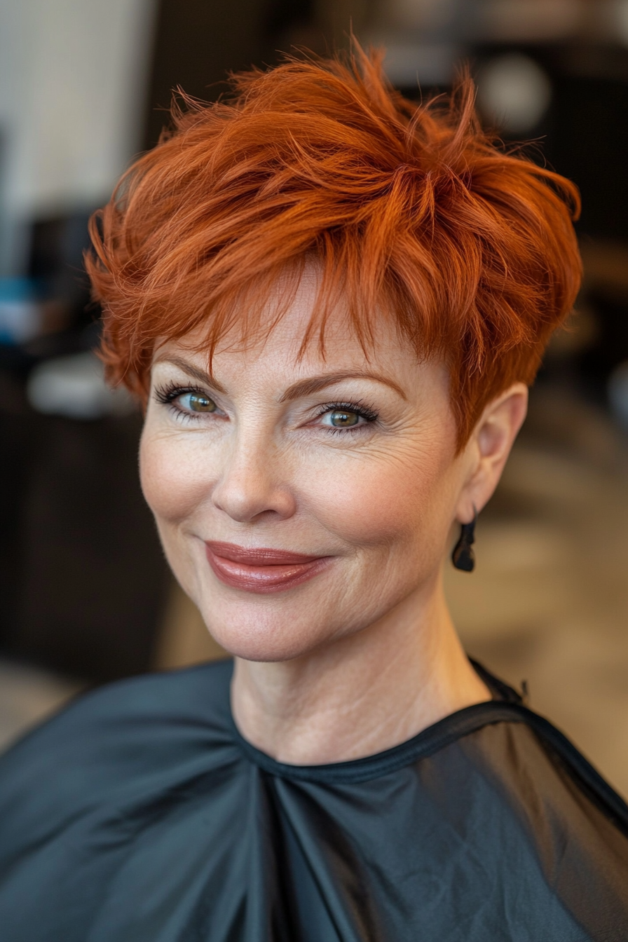 9. Warm Auburn Spiky Pixie (Pixie Hairstyles For Women Over 50) - Pixie Hairstyles For Women Over 50