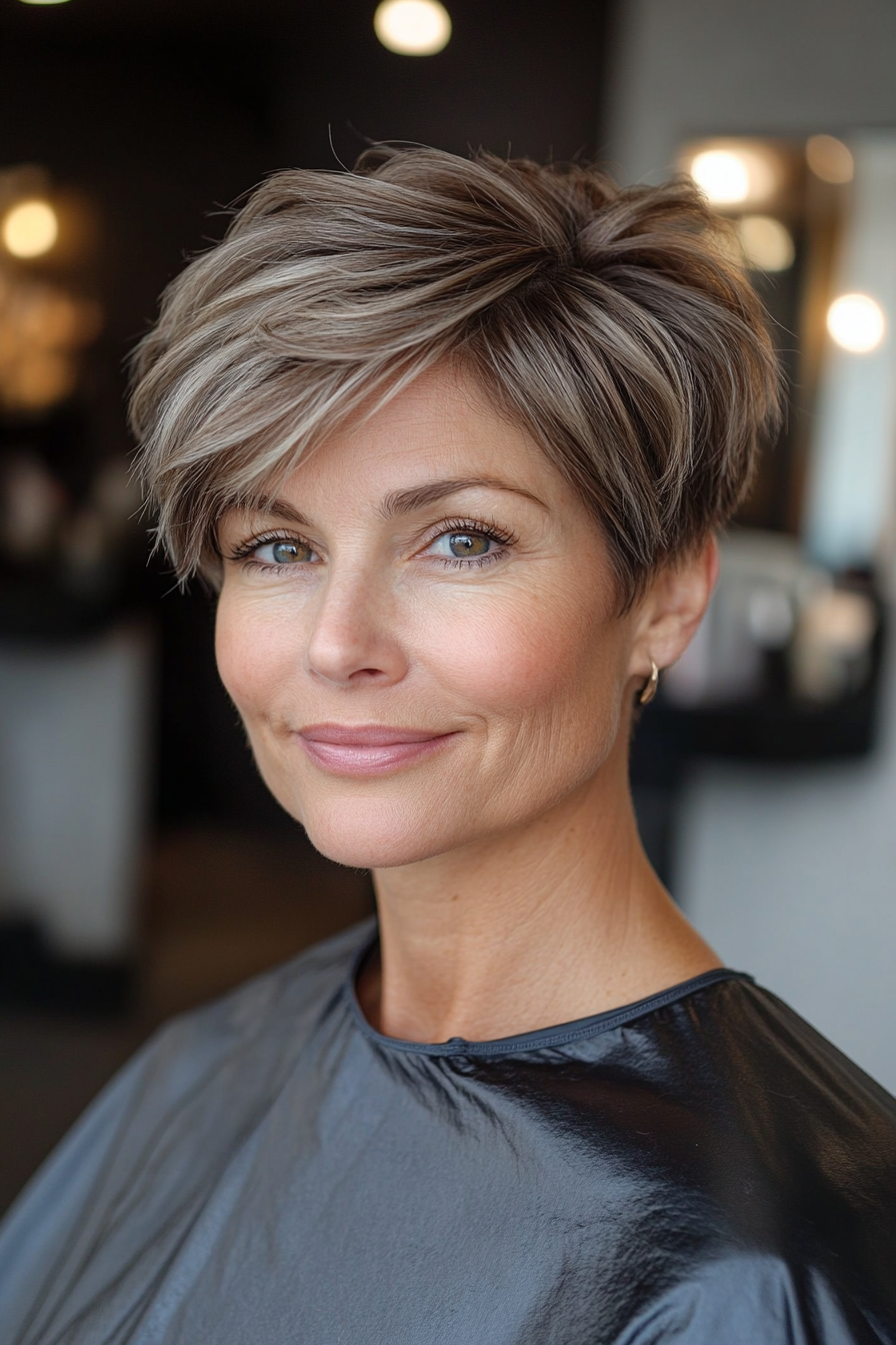 23. Ash Brown Soft Pixie (Pixie Hairstyles For Women Over 50) - Pixie Hairstyles For Women Over 50