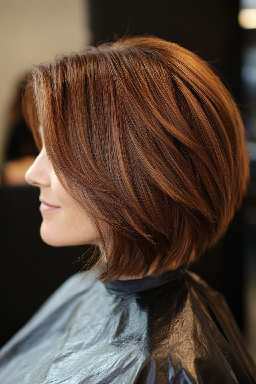 1. Chestnut Layered Inverted Bob (Inverted Bob Haircuts) - Inverted Bob Haircuts