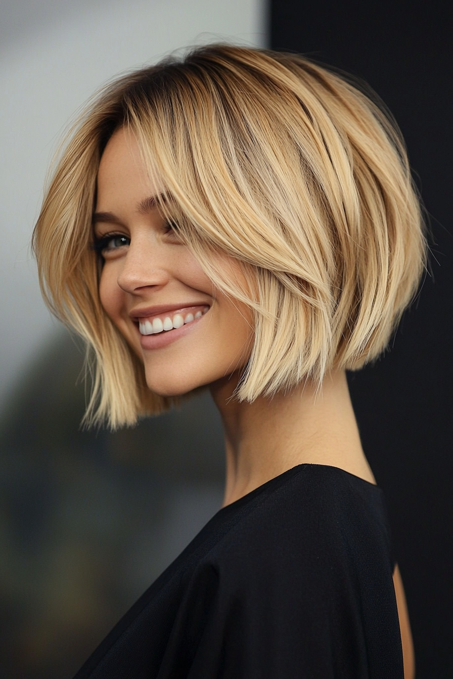 2. Honey Blonde Asymmetrical Bob (Inverted Bob Haircuts) - Inverted Bob Haircuts