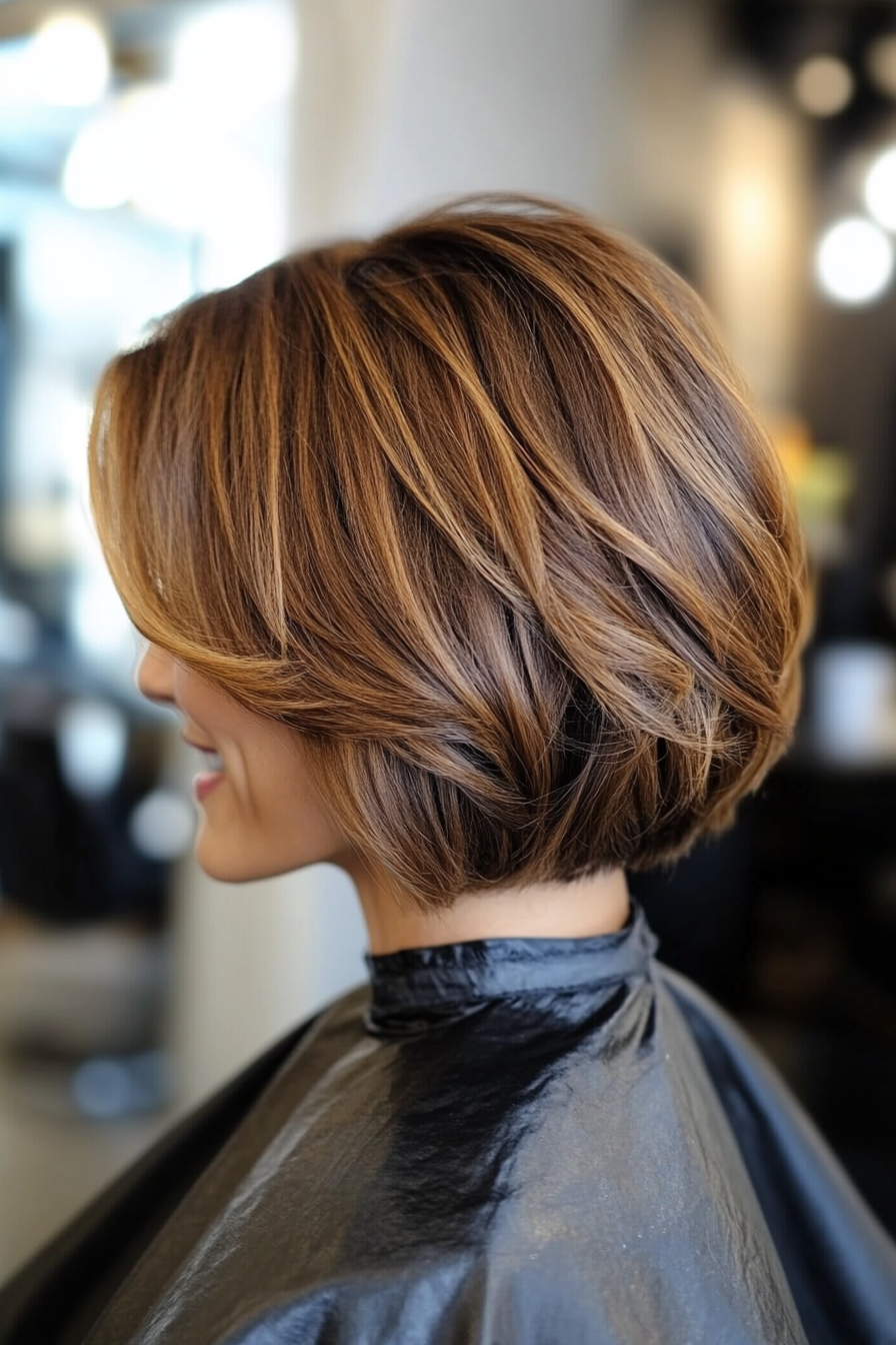 18. Honey Brown Layered Bob (Inverted Bob Haircuts) - Inverted Bob Haircuts