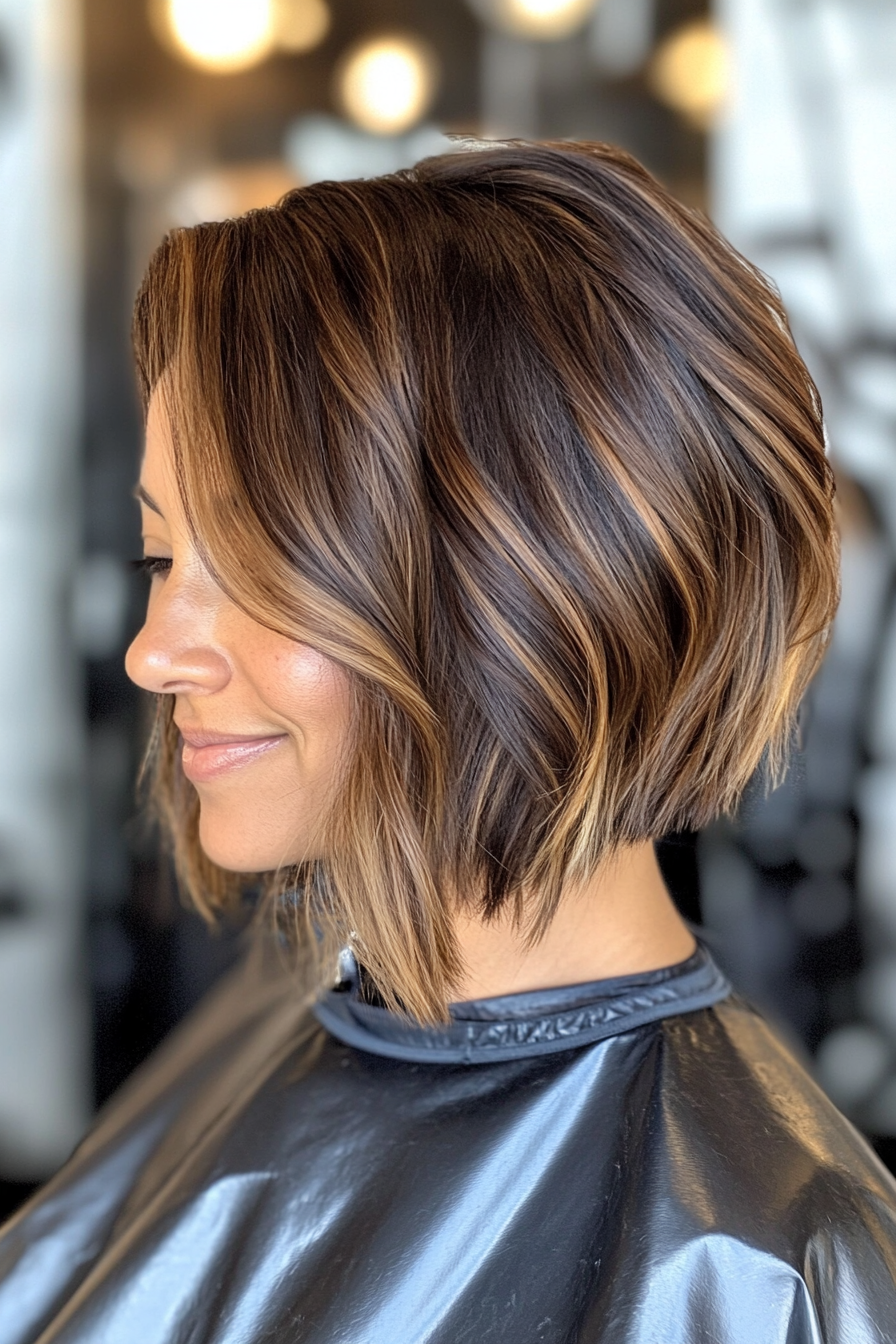 21. Caramel Mocha Choppy Bob (Inverted Bob Haircuts) - Inverted Bob Haircuts