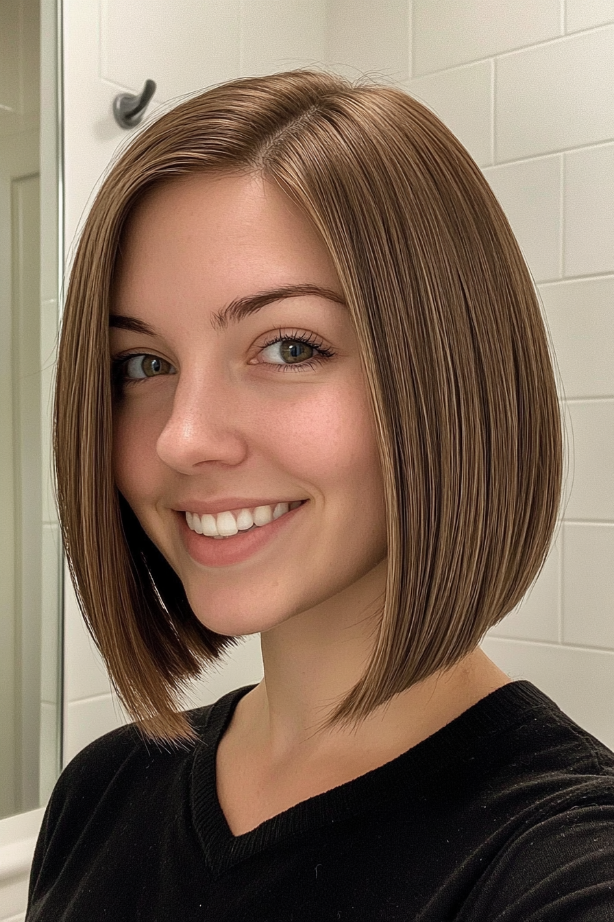 24. Ash Brown Straight Bob with Layers (Inverted Bob Haircuts) - Inverted Bob Haircuts