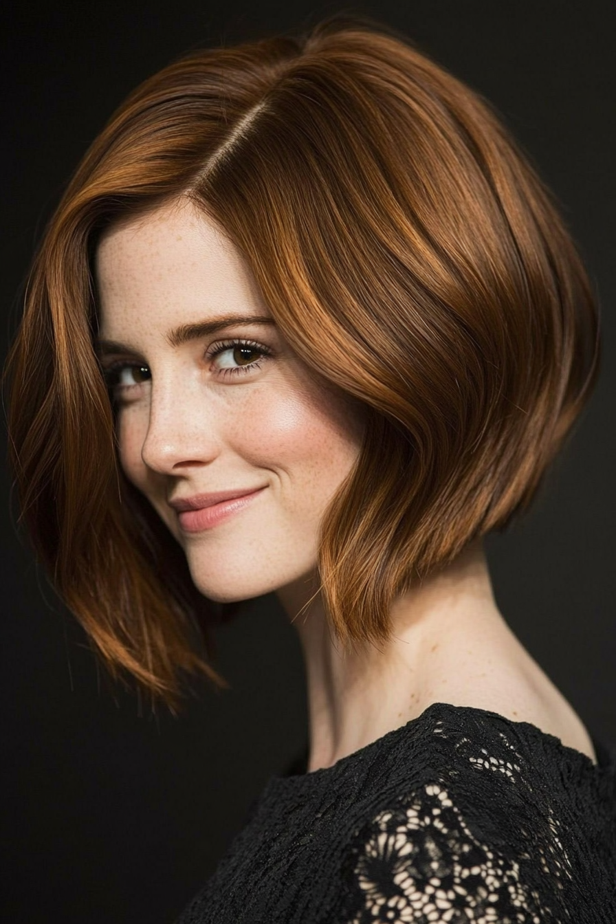 25. Rich Chestnut Curved Bob (Inverted Bob Haircuts) - Inverted Bob Haircuts