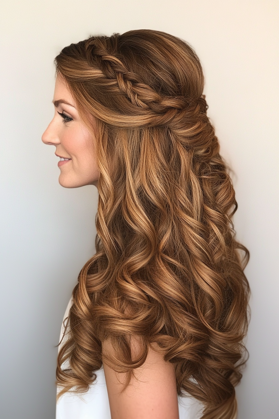 7. Loose Bohemian Curls in Golden Brown (Wedding Hairstyles For Long Hair) - Wedding Hairstyles For Long Hair