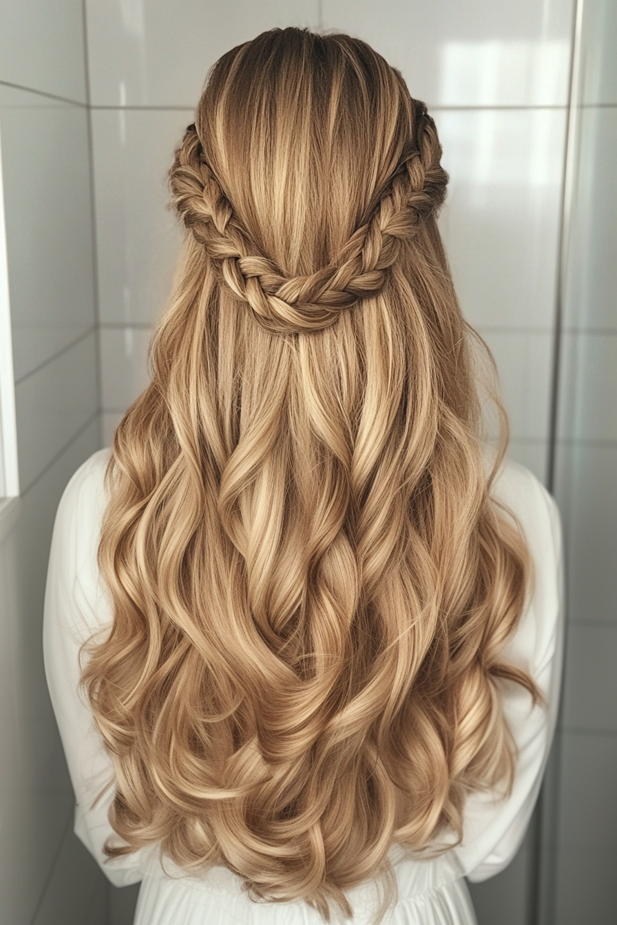 11. Braided Halo in Sandy Blonde (Wedding Hairstyles For Long Hair) - Wedding Hairstyles For Long Hair