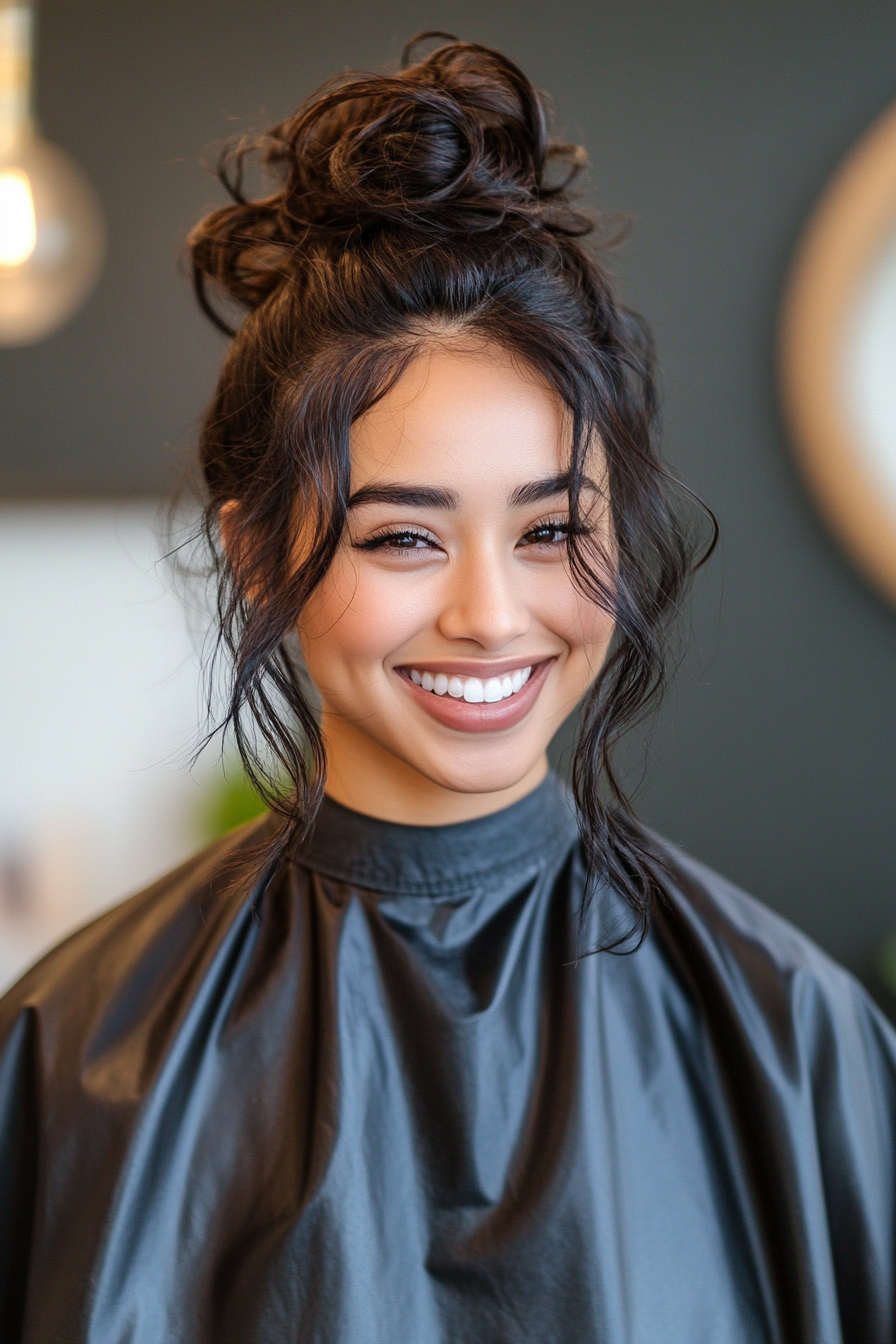 5. Soft Black Messy Top Knot (Hair Up Hairstyles) - Hair Up Hairstyles