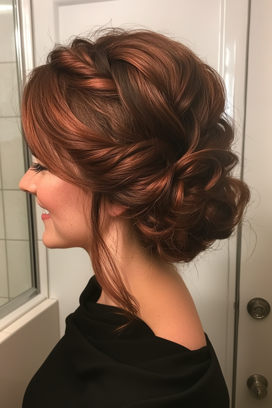 11. Mahogany Twisted Halo (Hair Up Hairstyles) - Hair Up Hairstyles