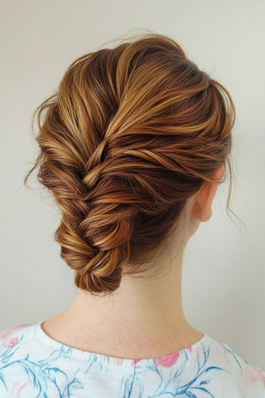 12. Golden Brown Fishtail Bun (Hair Up Hairstyles) - Hair Up Hairstyles