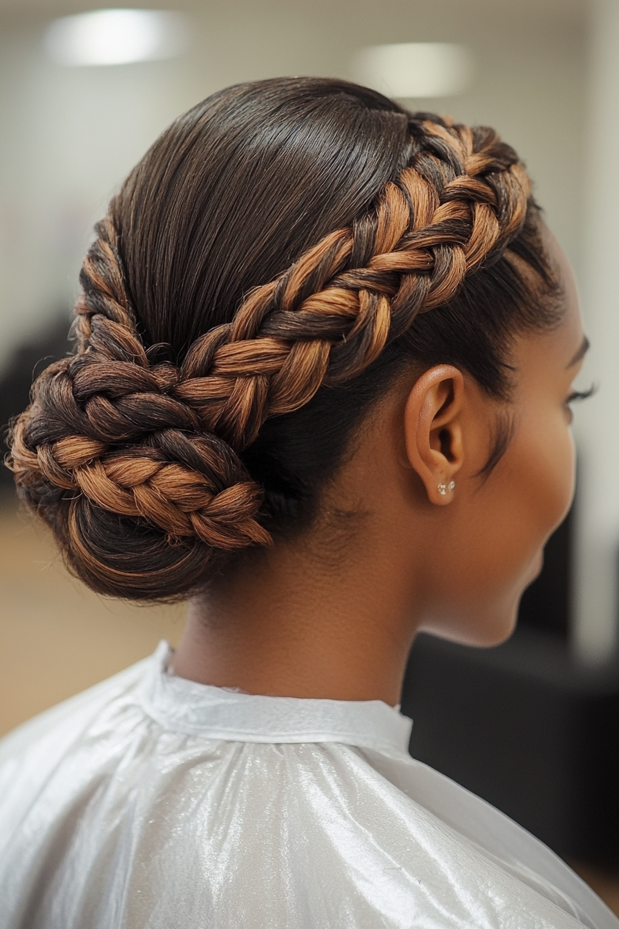 16. Bronze Crown Braid (Hair Up Hairstyles) - Hair Up Hairstyles