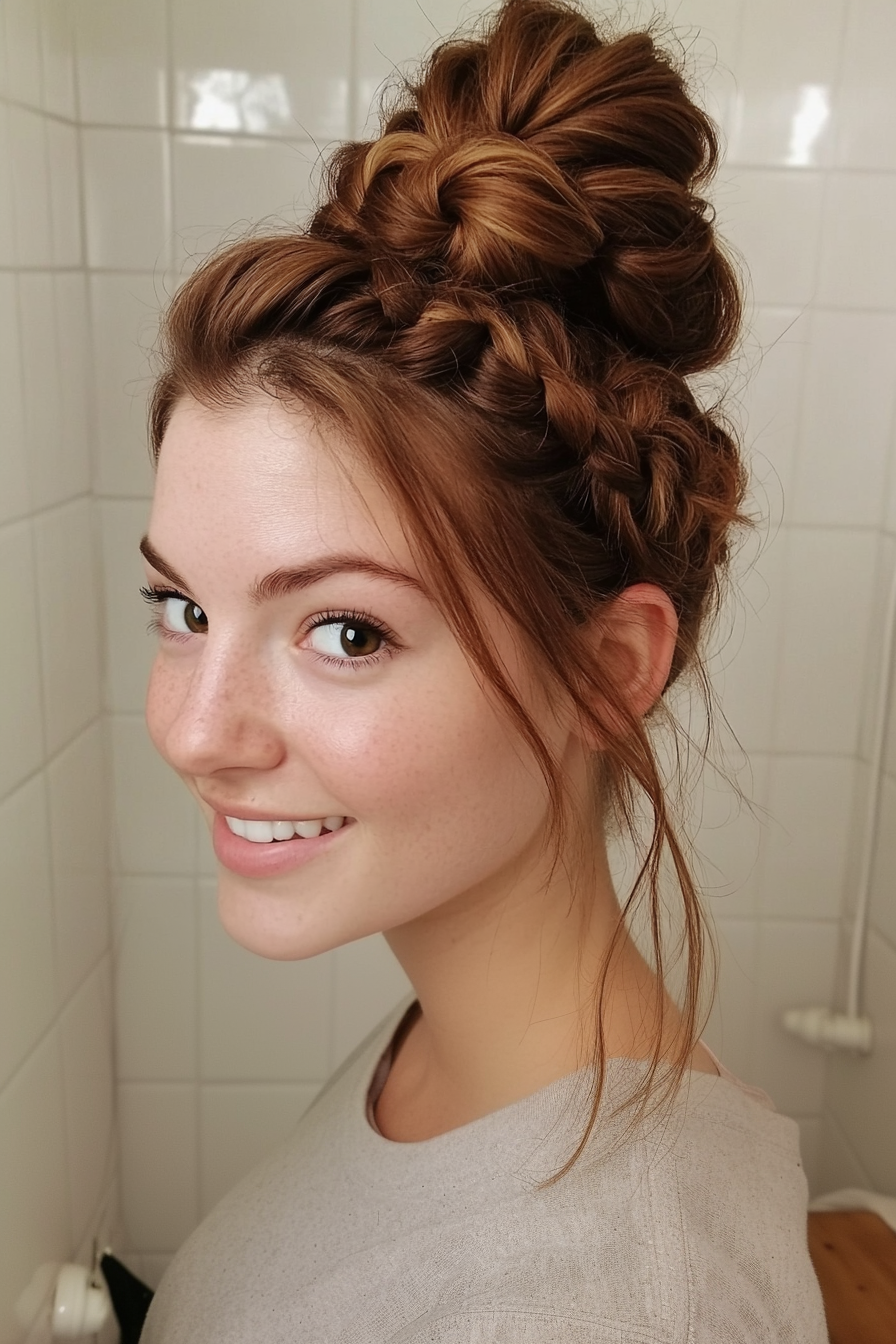 19. Chestnut Brown Boho Bun (Hair Up Hairstyles) - Hair Up Hairstyles