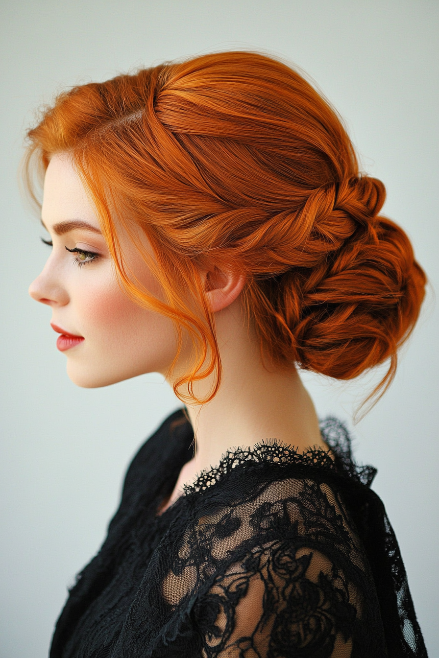 20. Copper Braided Chignon (Hair Up Hairstyles) - Hair Up Hairstyles