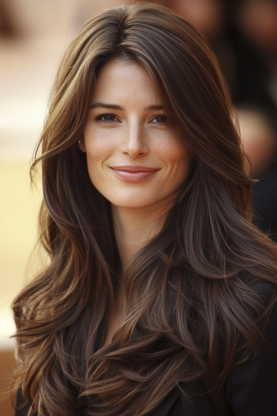 8. Chocolate Brown Long Layers (Loose Hairstyles) - Loose Hairstyles