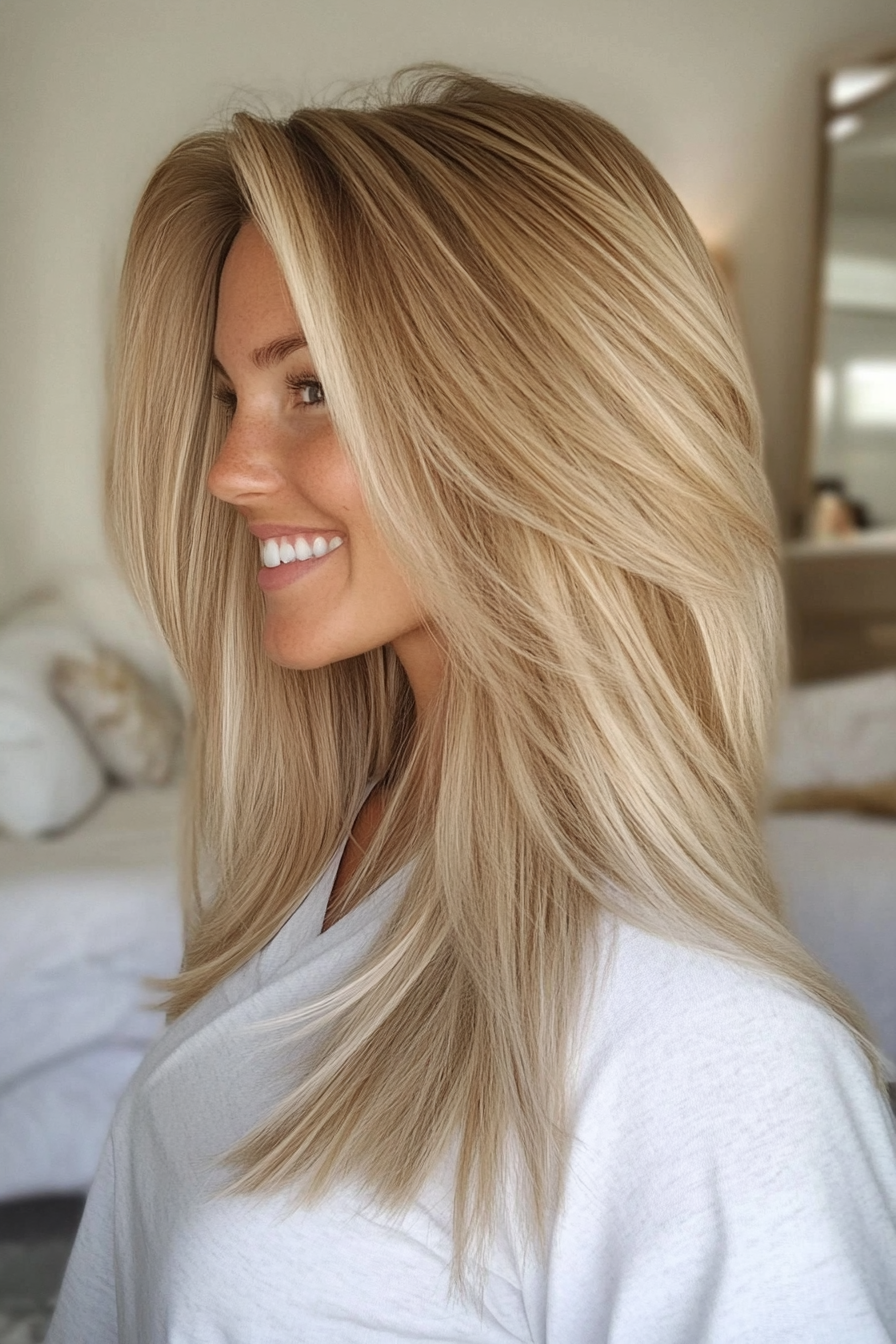 15. Ash Blonde Curtain Layers (Loose Hairstyles) - Loose Hairstyles