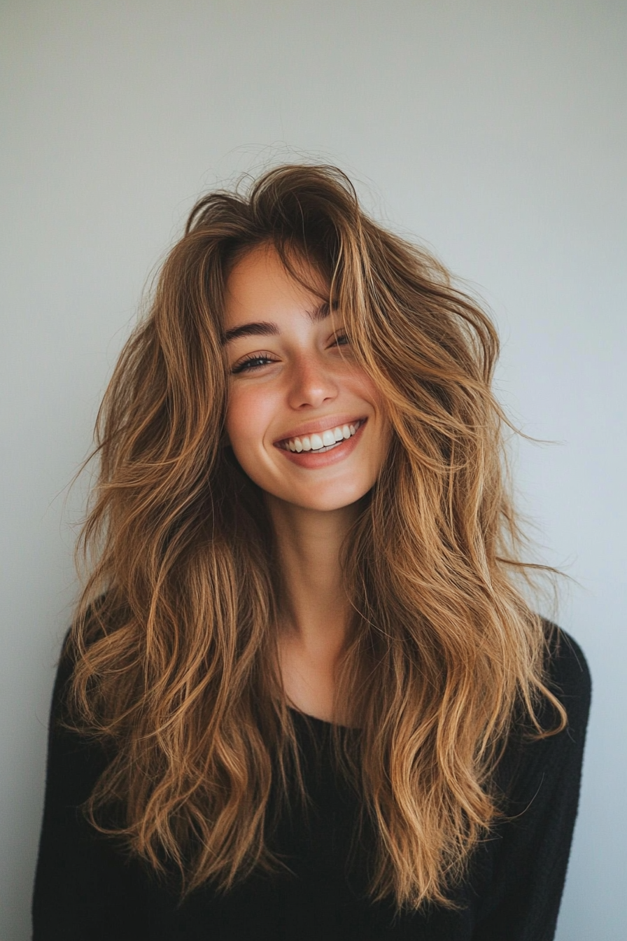 19. Golden Brown Long Shag (Loose Hairstyles) - Loose Hairstyles