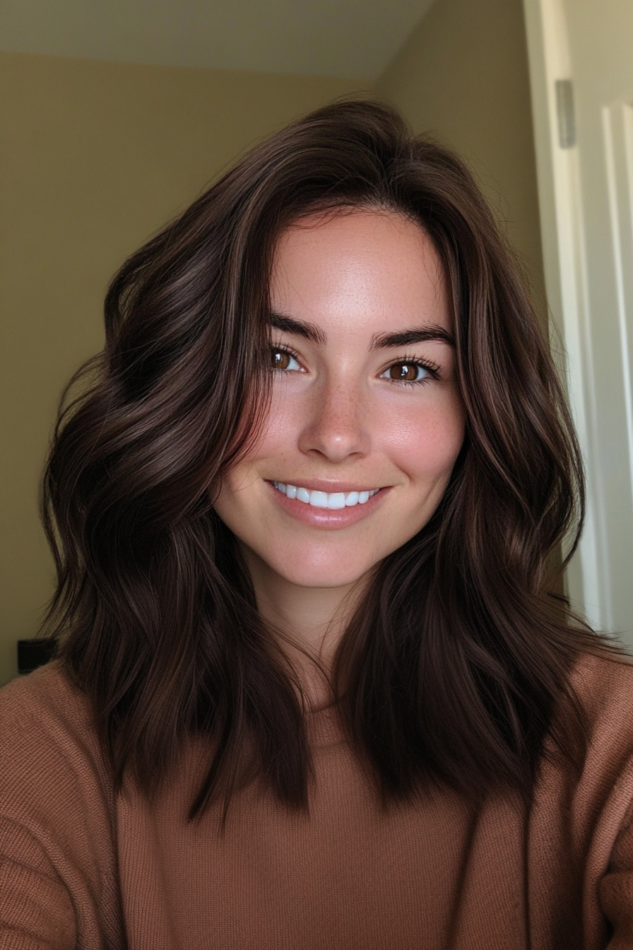 23. Rich Brunette Subtle Waves (Loose Hairstyles) - Loose Hairstyles