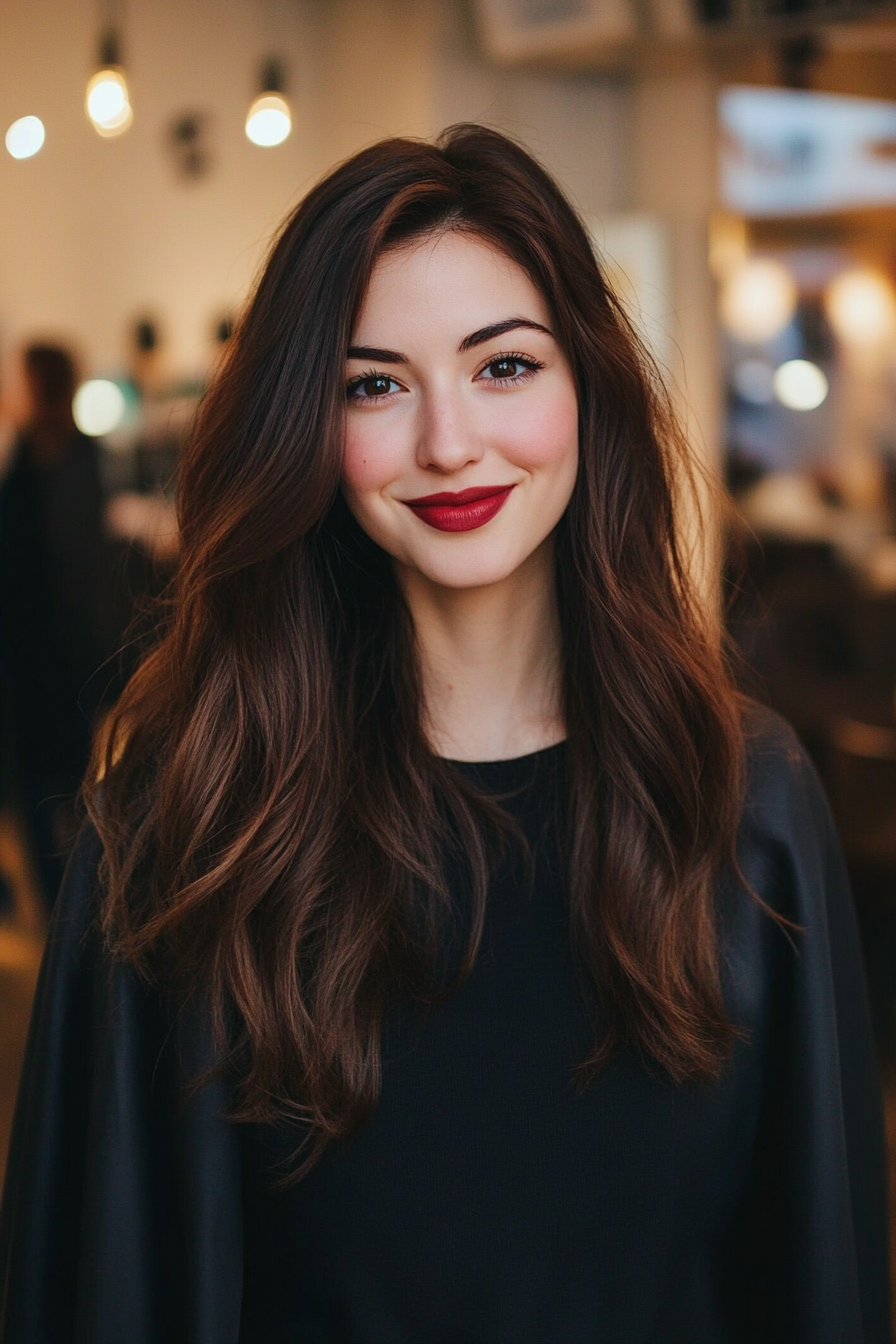 25. Dark Chocolate Glossy Waves (Loose Hairstyles) - Loose Hairstyles