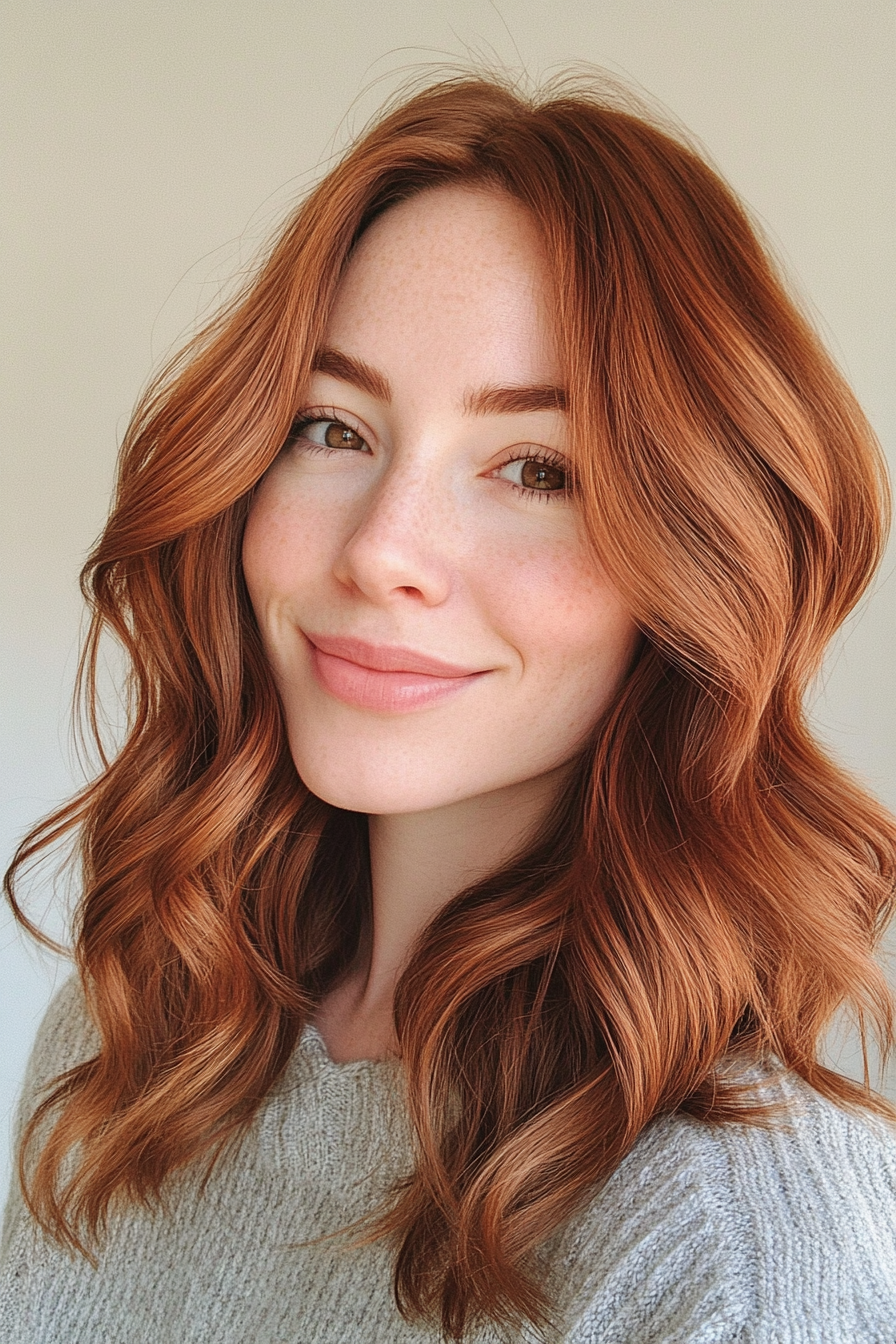 2. The Chestnut Cascade (Medium Length Wavy Haircuts) - Medium Length Wavy Haircuts