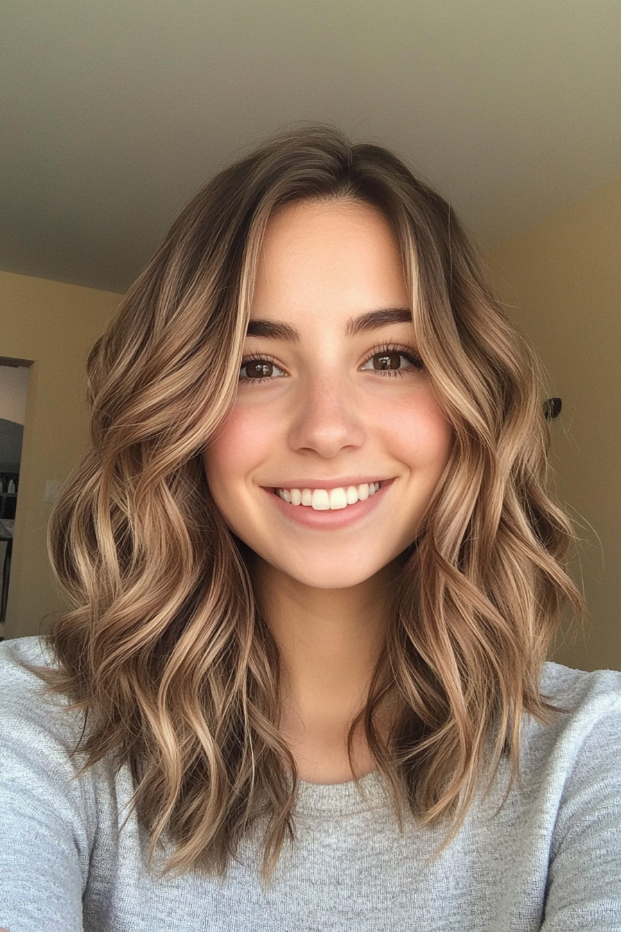 3. The Ash Brown Ripple (Medium Length Wavy Haircuts) - Medium Length Wavy Haircuts
