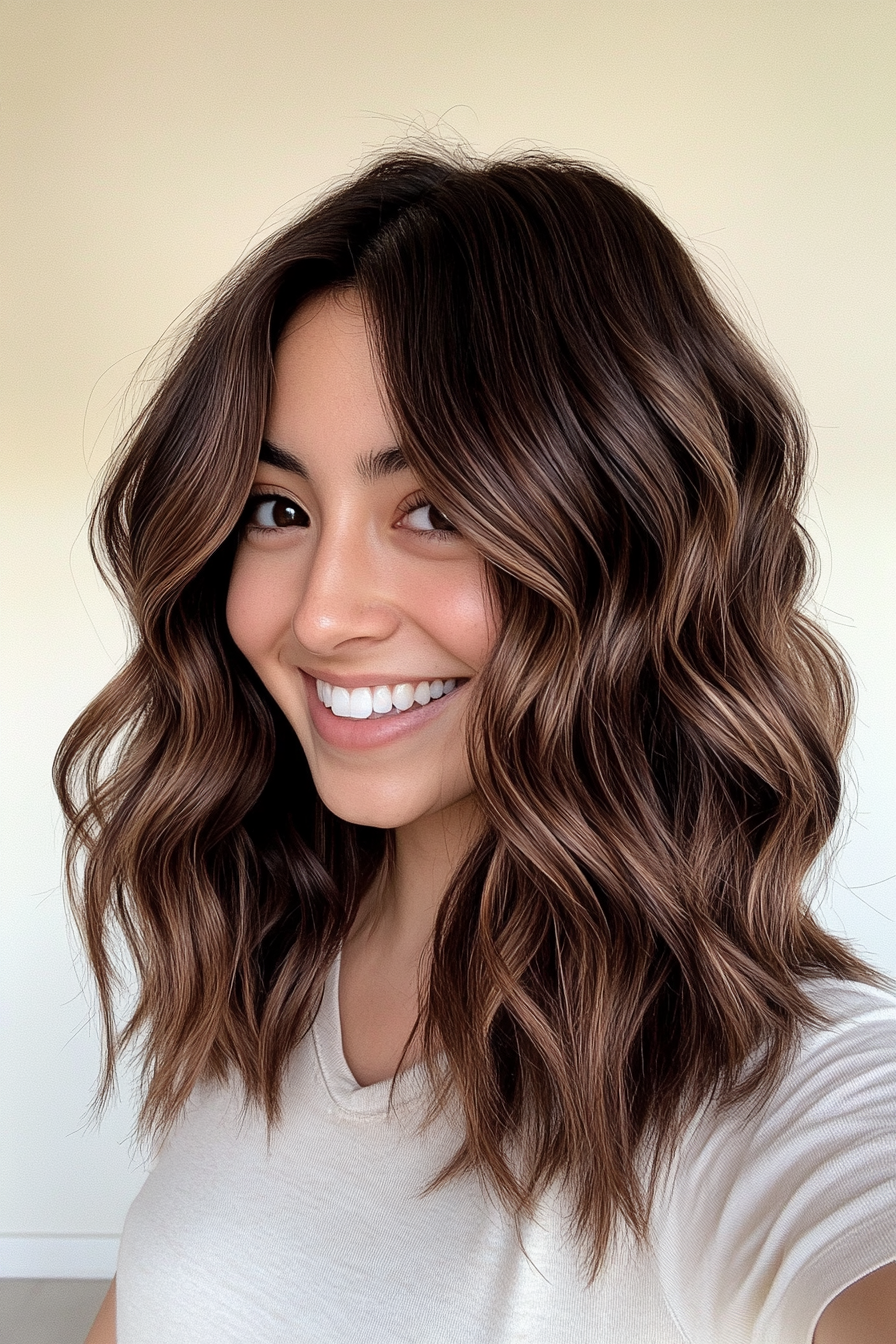 6. The Espresso Flow (Medium Length Wavy Haircuts) - Medium Length Wavy Haircuts