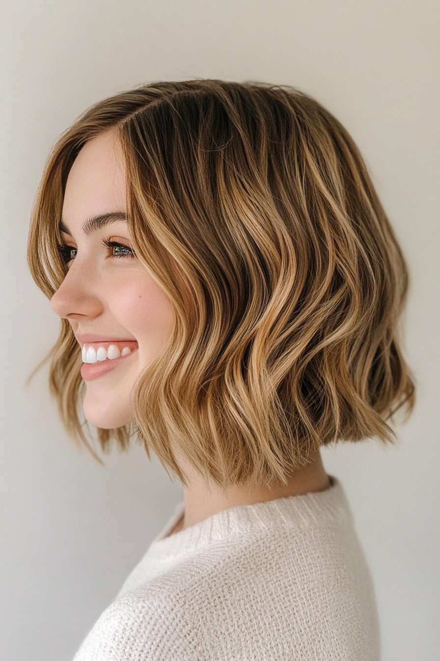 8. The Honeyed Wave Bob (Medium Length Wavy Haircuts) - Medium Length Wavy Haircuts