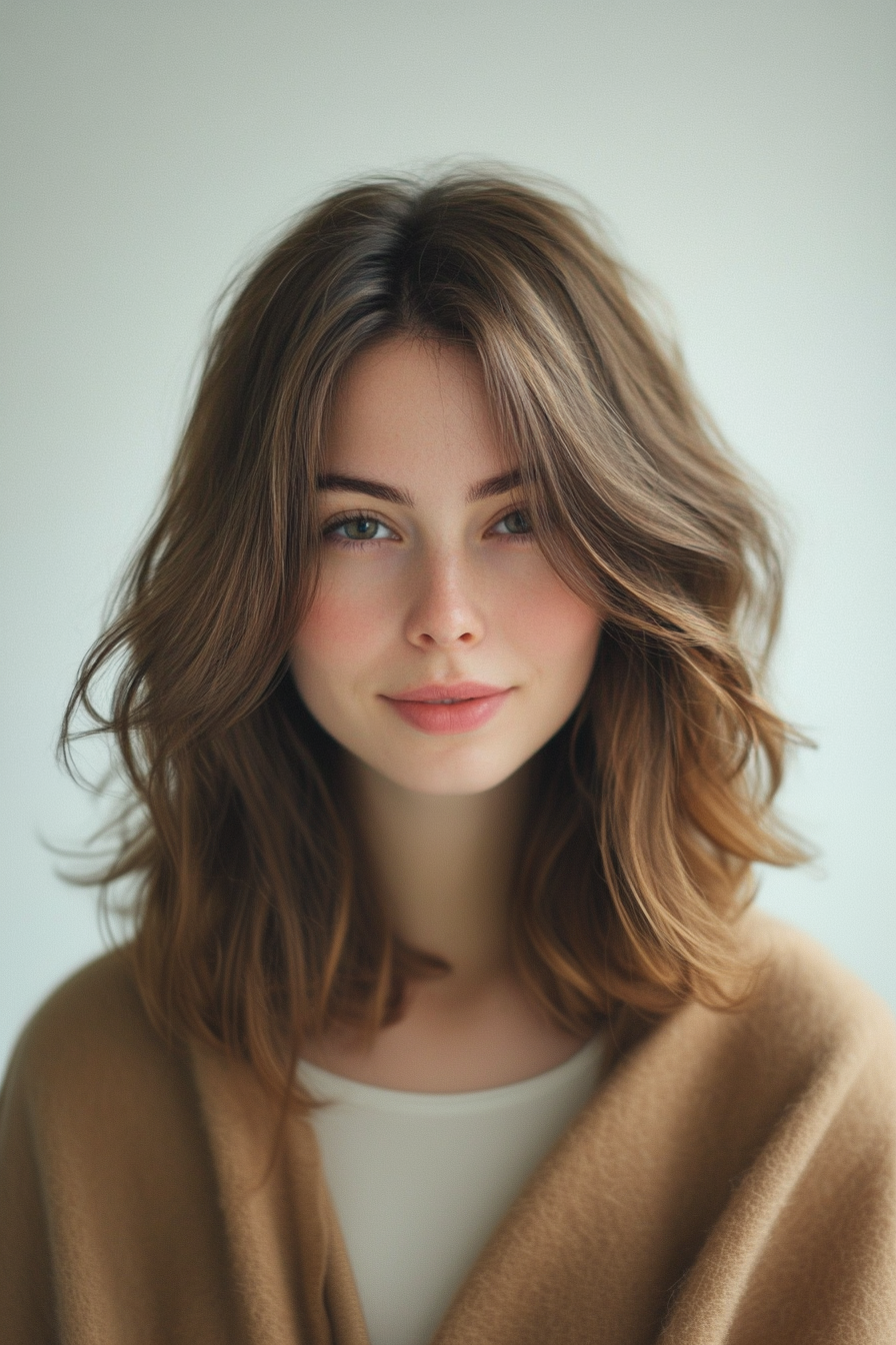 10. The Caramel Layered Waves (Medium Length Wavy Haircuts) - Medium Length Wavy Haircuts