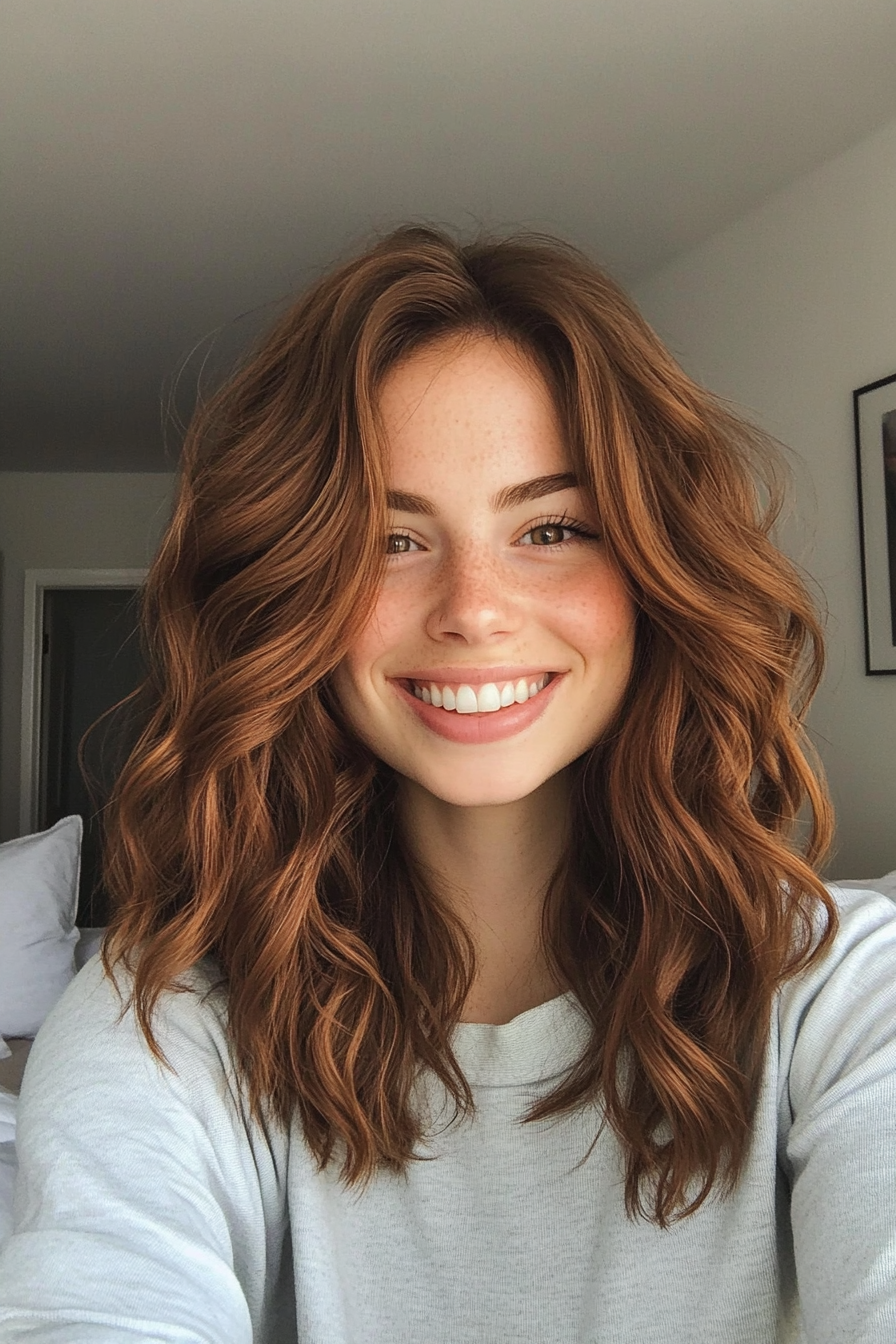 25. The Classic Chestnut Waves (Medium Length Wavy Haircuts) - Medium Length Wavy Haircuts