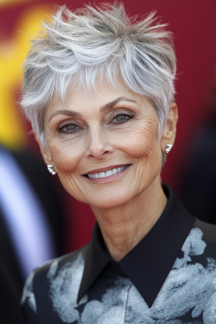 5. Salt-and-Pepper Tapered Cut (Hairstyles For Women Over 60) - Hairstyles For Women Over 60