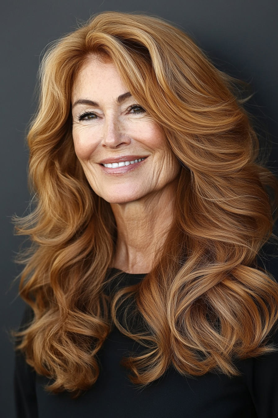 6. Golden Brown Soft Waves (Hairstyles For Women Over 60) - Hairstyles For Women Over 60