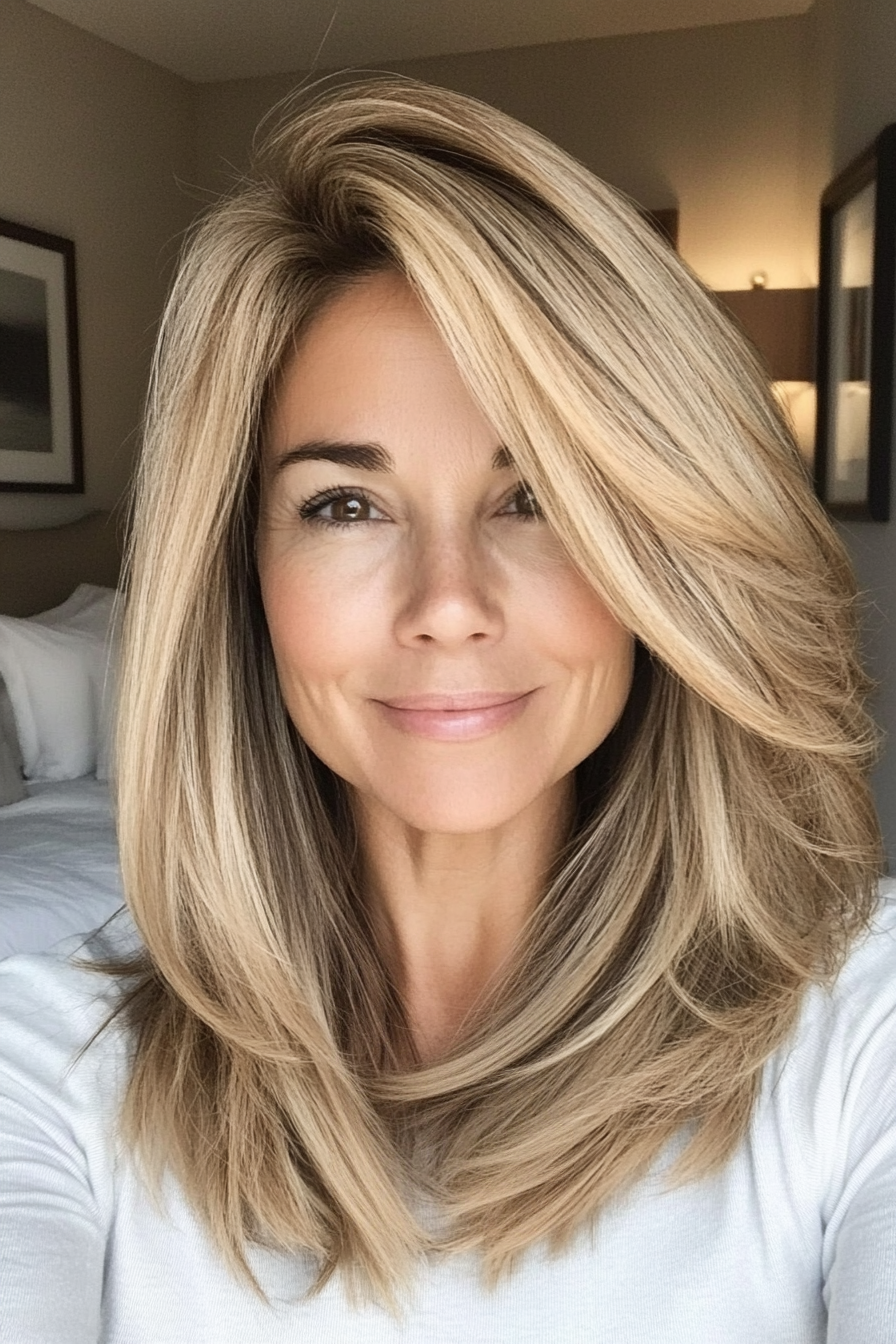 14. Caramel Blonde Layered Cut (Hairstyles For Women Over 60) - Hairstyles For Women Over 60