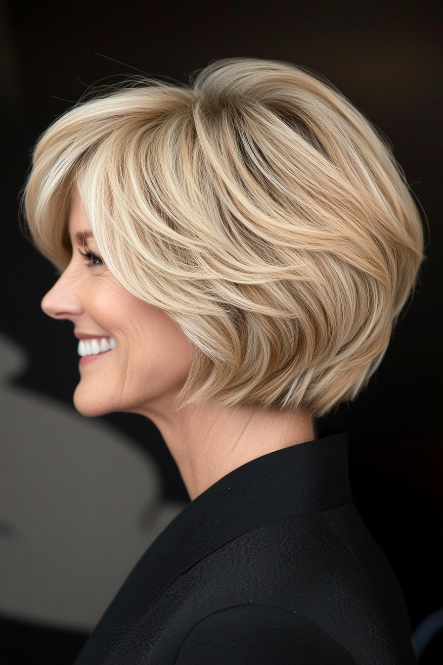 17. Golden Blonde Stacked Bob (Hairstyles For Women Over 60) - Hairstyles For Women Over 60