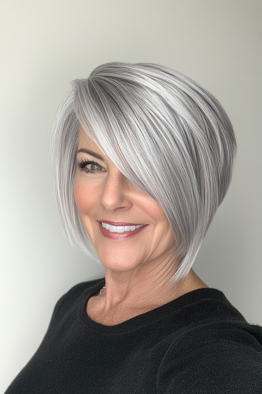 21. Frosted Silver Crop with Tapered Back (Hairstyles For Women Over 60) - Hairstyles For Women Over 60
