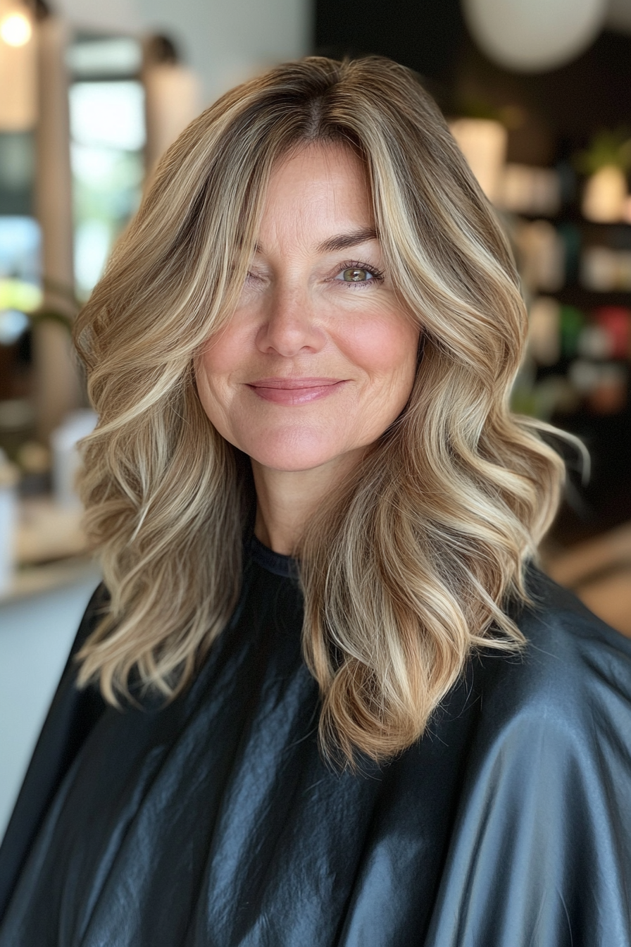 22. Wavy Layers in Honey Blonde (Haircuts For Women Over 50) - Haircuts For Women Over 50