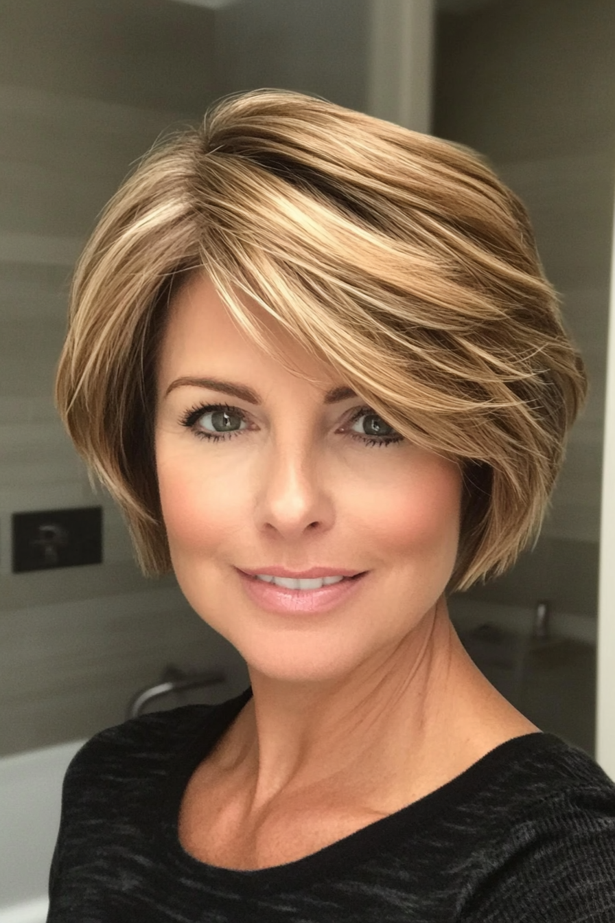 6. Short Layers with Honey Blonde (Short Hairstyles For Women Over 50) - Short Hairstyles For Women Over 50